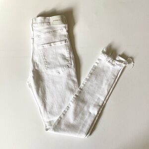Express Distressed White Skinny Jeans